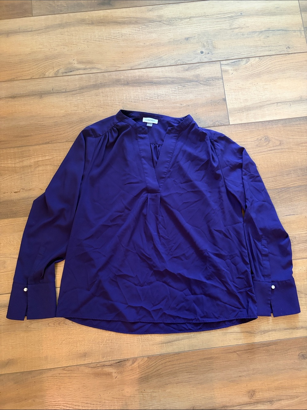 Calvin Klein Deep Purple V-Neck Long Sleeve Blouse